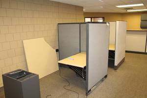 lot 80 image: Lot of (2) Small Office Cubicles with Cubicle Walls, Tabletops