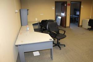 lot 58 image: 2-Corner Office Desks, 7-Rolling Office Arm Chairs, Tables, File Cabinets, Shelf Unit