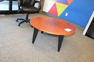 lot 61 image: 36in. Round Wood Coffee Table