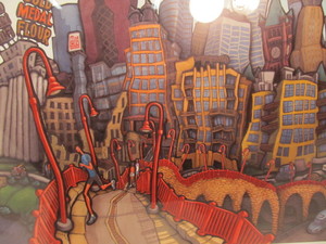 lot 241 image: Very Cool Large Framed Minneapolis Skyline Print by Michael Birawer