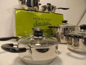 lot 248 image: Large Group of Brand New Wyndham House Stainless Cookware - Professional Series