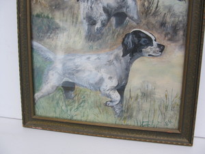lot 278 image: Vintage 1930s Era Original Gouache on Paper Hunting Dog Painting 