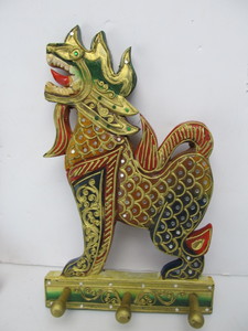 lot 287 image: Carved Painted Wood Oriental Dragon HatCoat Racks