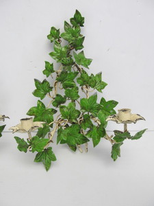 lot 271 image: Pair of Vintage Hollywood Regency Italian Tole Metal Vine Wall Sconces