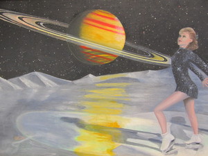 lot 275 image: Signed Dated Original Oksana Baiul Olympic Figure Skating Oil on Canvas Painting - Scott A. Campbell