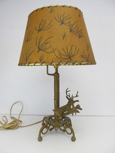 lot 277 image: Vintage 1950s Sculptural Gilt Metal Table Lamp wLeaping Deer