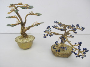 lot 250 image: Pair of Vintage Gilt Metal SWOBODA Jewel Trees w Genuine Gemstones