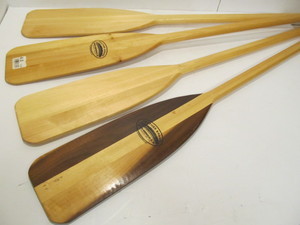 lot 38 image: Lot of 4 FEATHER BRAND Wooden Canoe PaddlesOars