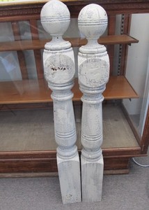 lot 80 image: Pair of Antique Wooden Newel Post Halves