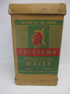 lot 81 image: Vintage CHIPPEWA 5 Gallon Water Jug Advertising Box