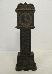 lot 116 image: Antique Cast Iron Grandfather Clock Coin Bank