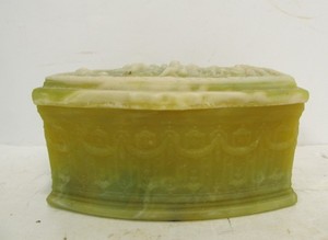 lot 120 image: Vintage Incolay Stone Small Jewelry Trinket Box