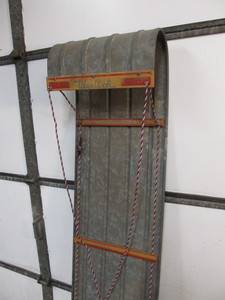 lot 99 image: Great Vintage WERLICH Galvanized Metal Toboggan Snow Sled