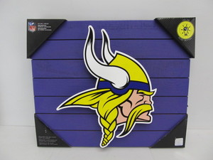 lot 123 image: Brand New Lighted MN VIKINGS Wooden Display Sign