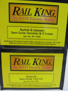 lot 61 image: 2 New In Box RAIL KING Train Cars