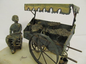lot 148 image: Signed Vintage 1970s Solid Bronze Sculpture on Onyx Base by Mario Jason