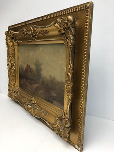lot 176 image: Ornately Framed Antique 19th Century Signed French Countryside Oil on Canvas Painting - Signed Luget