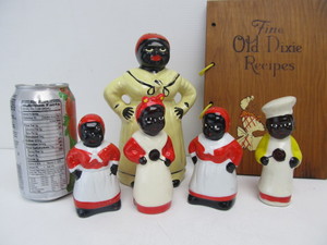 lot 212 image: Group of Vintage Salt Pepper Shakers Recipe Book etc