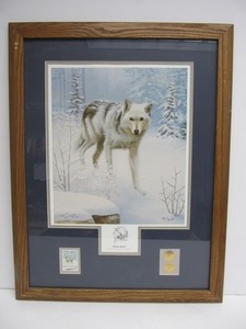 lot 200 image: Silent Stare Signed Numbered Limited Edition Wolf Print by Leo Stans