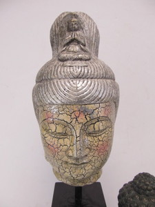 lot 217 image: 2 Buddha Head Bust Statues