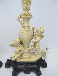 lot 224 image: Pair of Vintage Signed Italian Cherub Table Lamps
