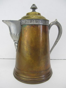 lot 225 image: Antique Signed MANNING BOWMAN Copper TeaCoffee Pitcher