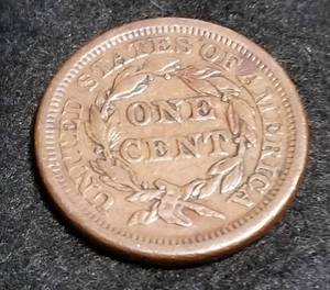 lot 04 image: 1856 US BRAIDED HAIR LARGE CENT
