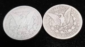 lot 12 image: 2 MORGAN SILVER DOLLARS 1879-S 1901-O
