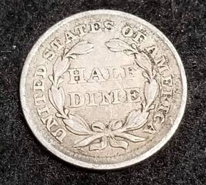 lot 19 image: 1854 US SEATED LIBERTY HALF DIME