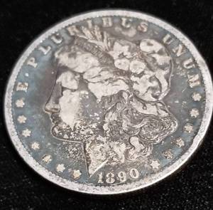 lot 28 image: 2 MORGAN SILVER DOLLARS 1890-O 1897-O