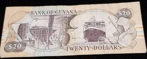 lot 08-A image: BANK OF GUYANA SHIP BUILDING $20 NOTE