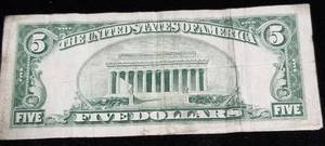 lot 18-A image: 1934-D US $5 BLUE SEAL FEDERAL RESERVE NOTE