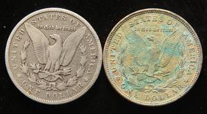 lot 55 image: 2 MORGAN SILVER DOLLARS 1885 1921