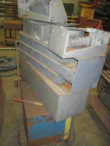 Metal cart and metal bins...