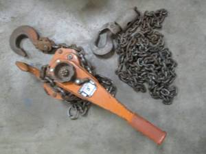 Chain with hook and come along...