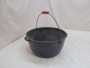 lot 131 image: granite ware kettle