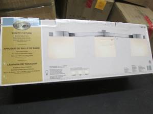 lot 21 image: 3-Light Brushed Nickel Vanity Light...