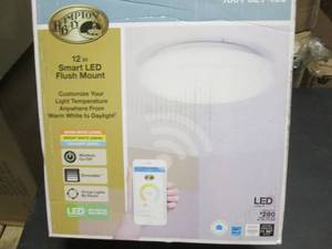 lot 23 image: 12 in. White Round 1-Light Smart Wi...