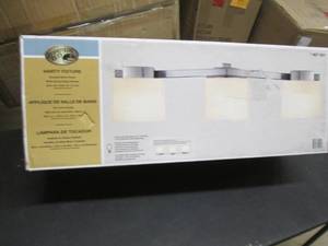 lot 25 image: 3-Light Brushed Nickel Vanity Light...