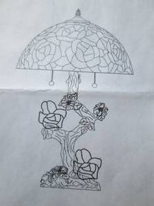 lot 496 image: Double Lit Stain Glass Lamp with Ro...