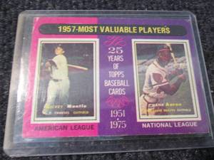 lot 101 image: 1975 Topps Mickey Mantle & Hank Aar...