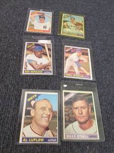 lot 120 image: 6 1966 Topps Baseball Cards...