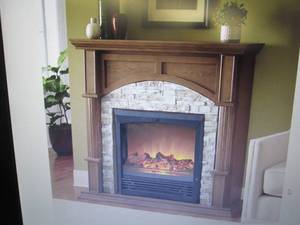 lot 239 image: Faux Brick Fireplace Mantle only - ...