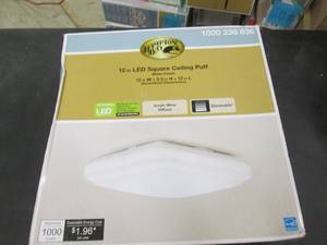 lot 264 image: 12 in Led Square Ceiling Puff by Ha...