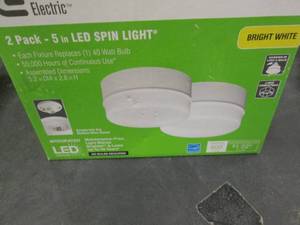 lot 296 image: CE Spin Light 5 in. White LED Flush...