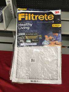 lot 274 image: 3 Filtrete 3M 16X25X1 Filters