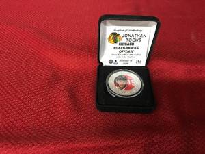 lot 305 image: Jonathan Toews 39mm Silver Plated Medallion W Color Emblem, Mintage Of 5000 W COA