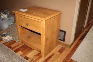 lot 128 image: Wood Side Table with Drawer and Shelf