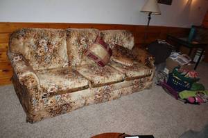 lot 185 image: Living Room Couch with Throw Pillows