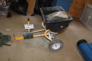 lot 108 image: Yardworks 85lb. Poly Lawn Tractor Pull SeederSpreader